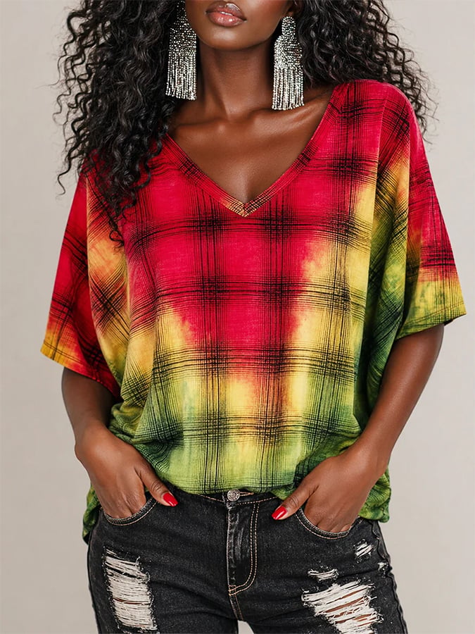 Black Pride, Juneteenth Celebration—Gradient-Style V-Neck, 3/4-Sleeve T-Shirt