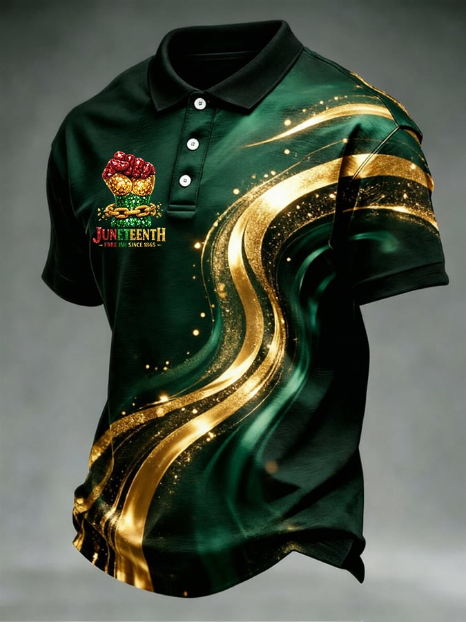 Men'S Juneteenth Celebrate Freedom Free Ish Since 1865 Printed Polo Shirt