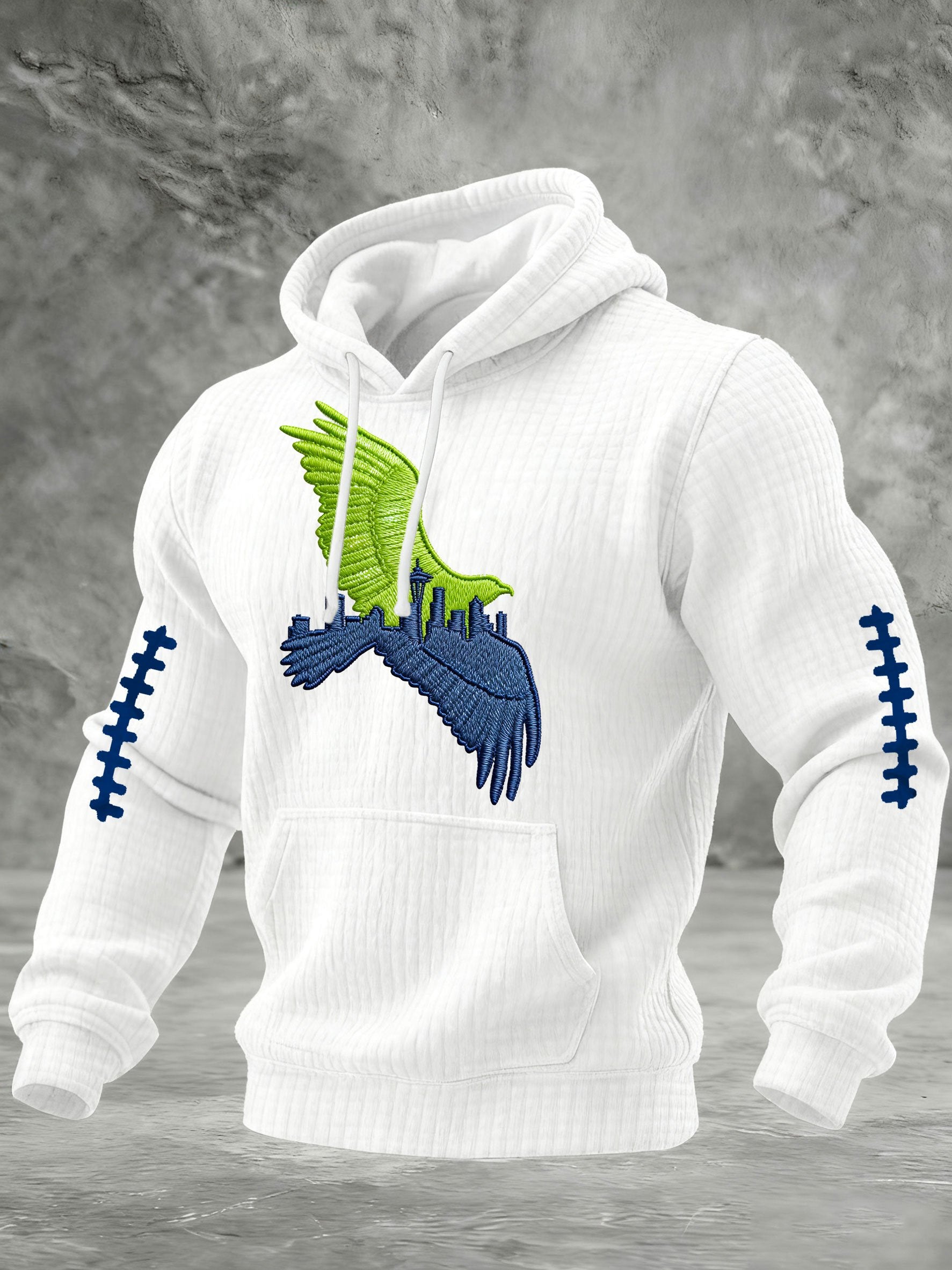 Men's Rugby Print Hooded Sweatshirt