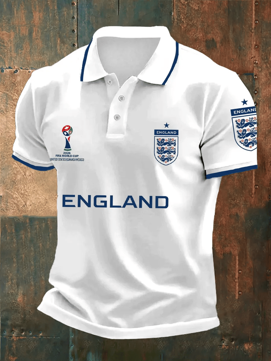 Men's UK Football Lover England 2026 Print Polo Shirt