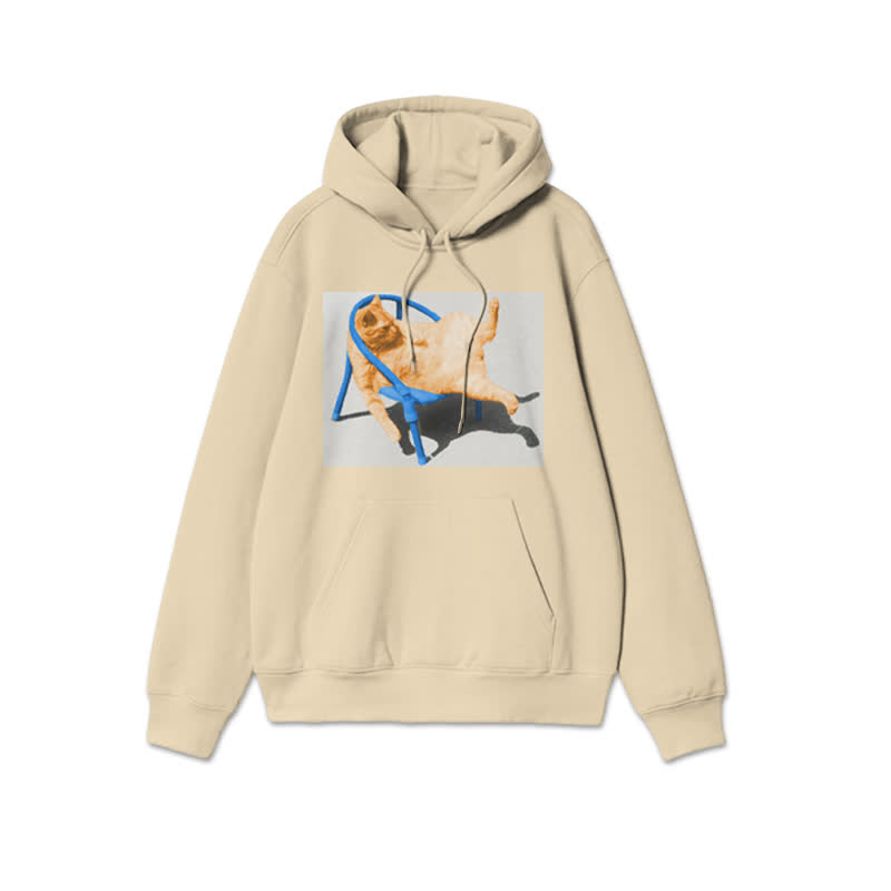 Unisex Cat Lying Flat Print Hoodie