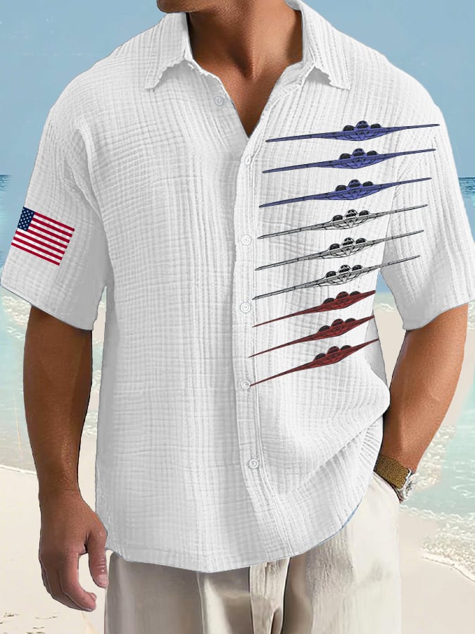 Men's B-2 Ghost Bomber Print Casual Waffle Shirt