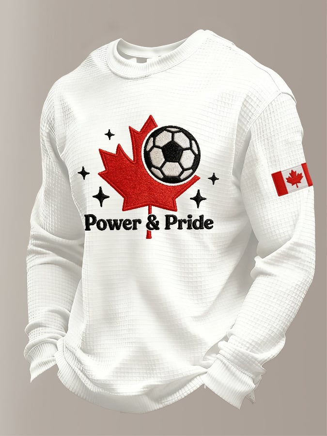 Men's Casual Waffle-Knit Long-Sleeved T-Shirt For Canadian Football Fans.