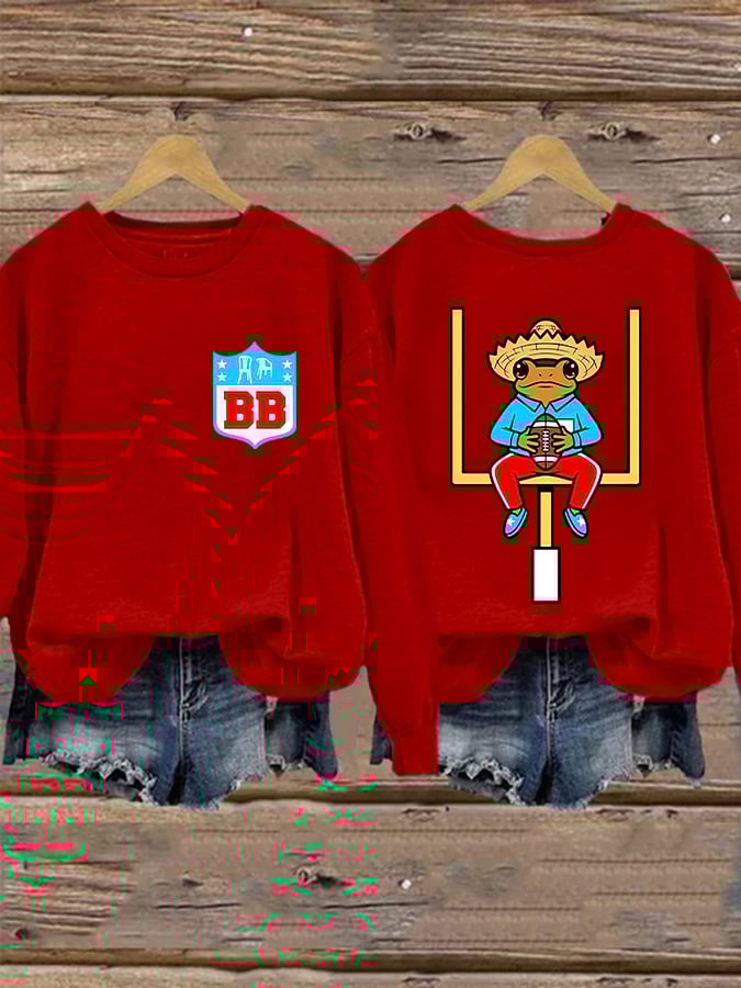 Women's Bunny Football Music Lover Print Casual Sweatshirt