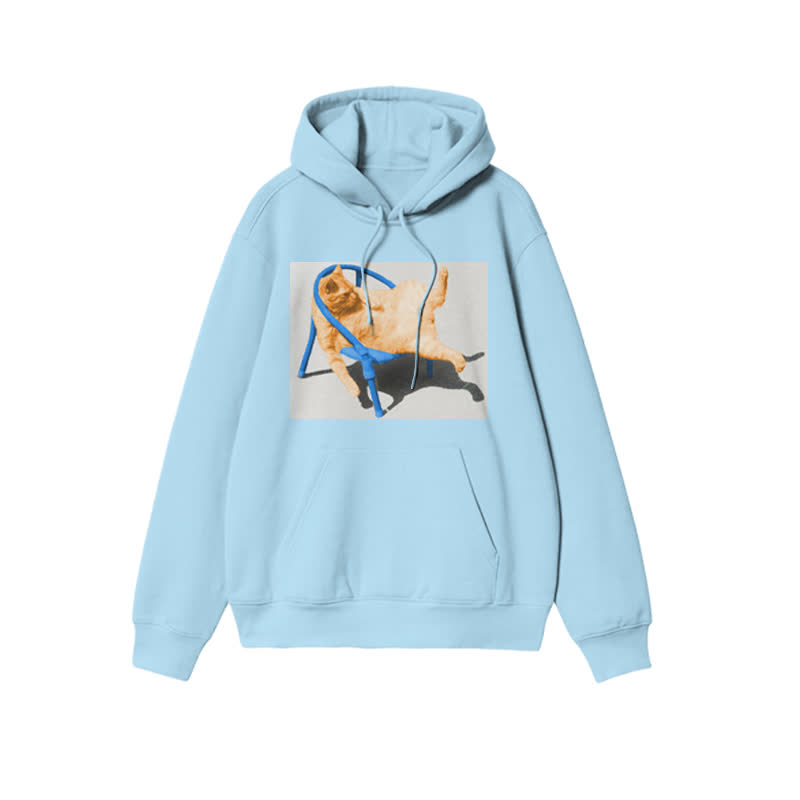 Unisex Cat Lying Flat Print Hoodie