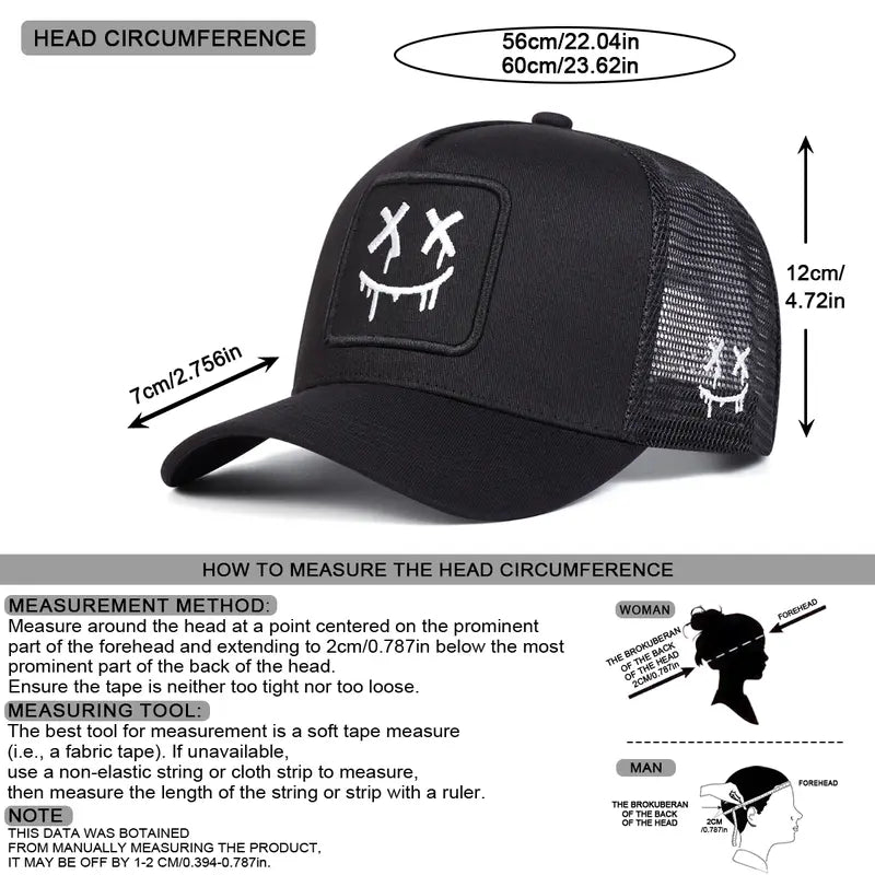 Unisex Cartoon Ghost Face Embroidered Baseball Cap Mesh Hat