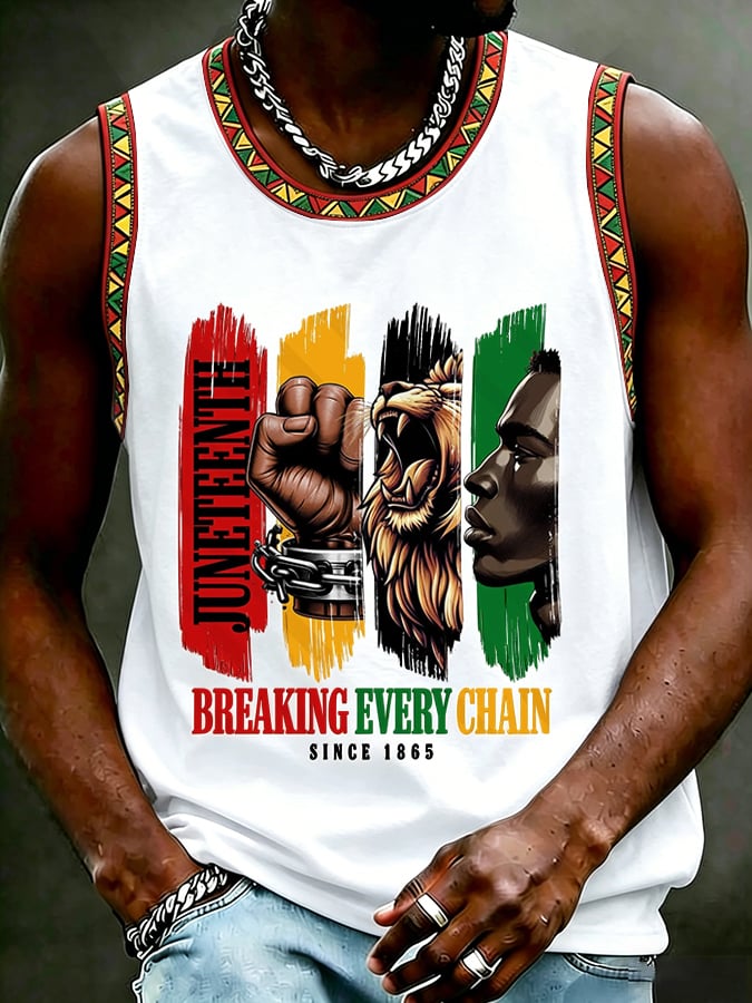 Men's Juneteenth Breaking Every Chain We Rise Printed Top