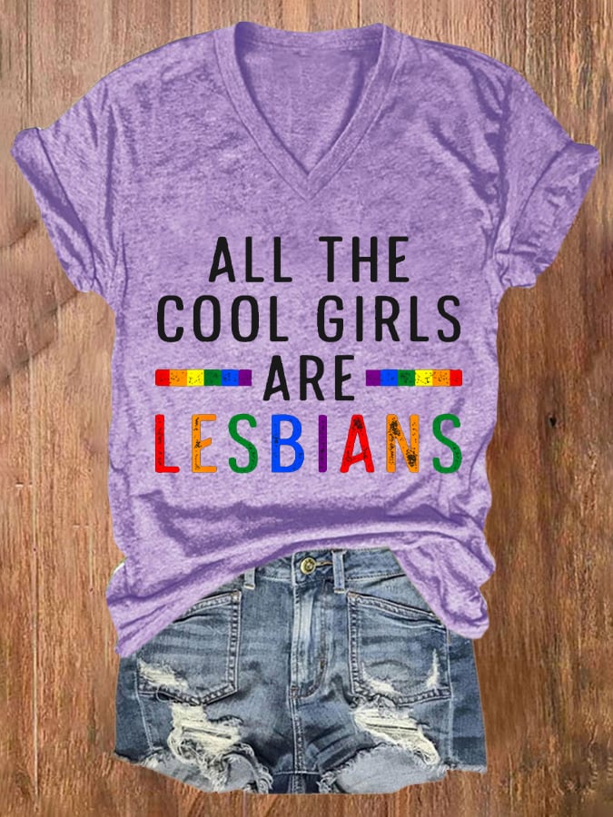 Women's Pride Month Printed V Neck Short Sleeve T-Shirt