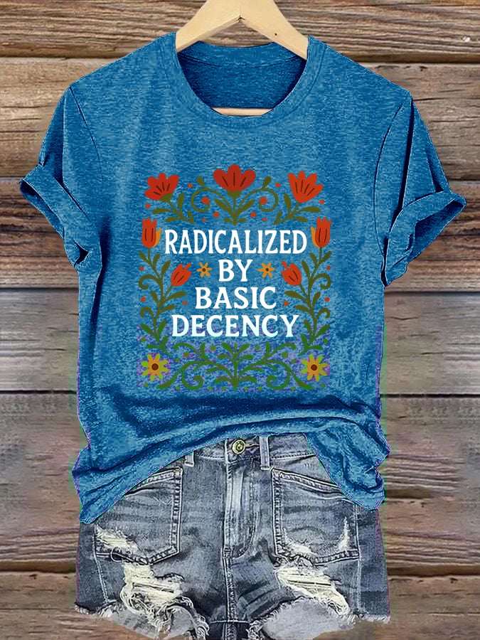 Retro Radicalized By Basic Decency Print T-Shirt