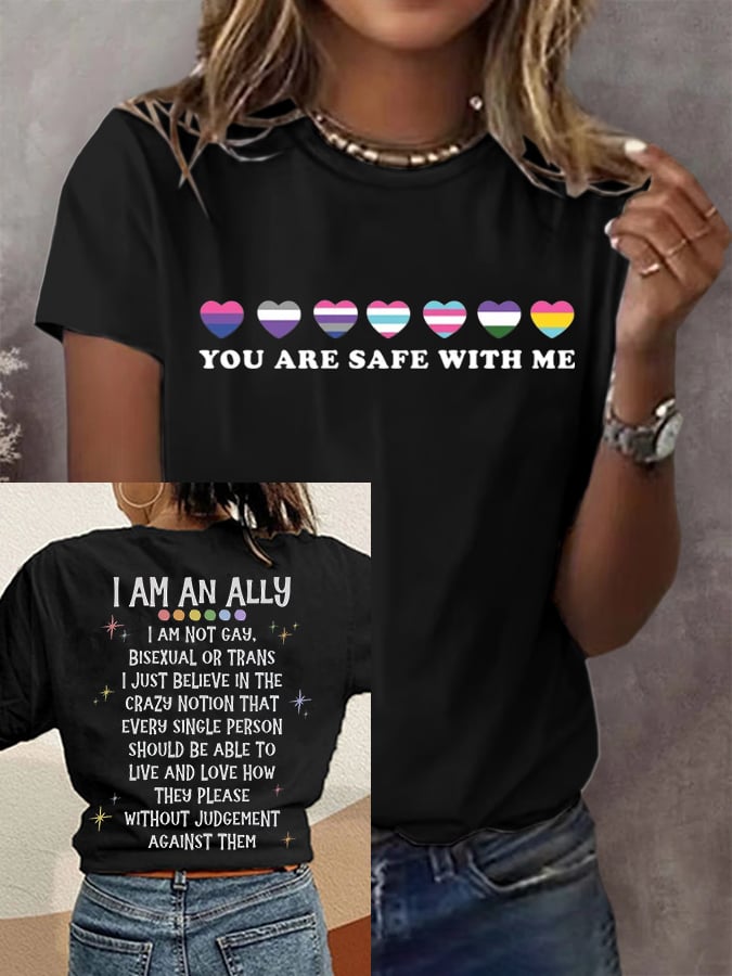 Women'S I Am An Ally Print Crew Neck T-Shirt
