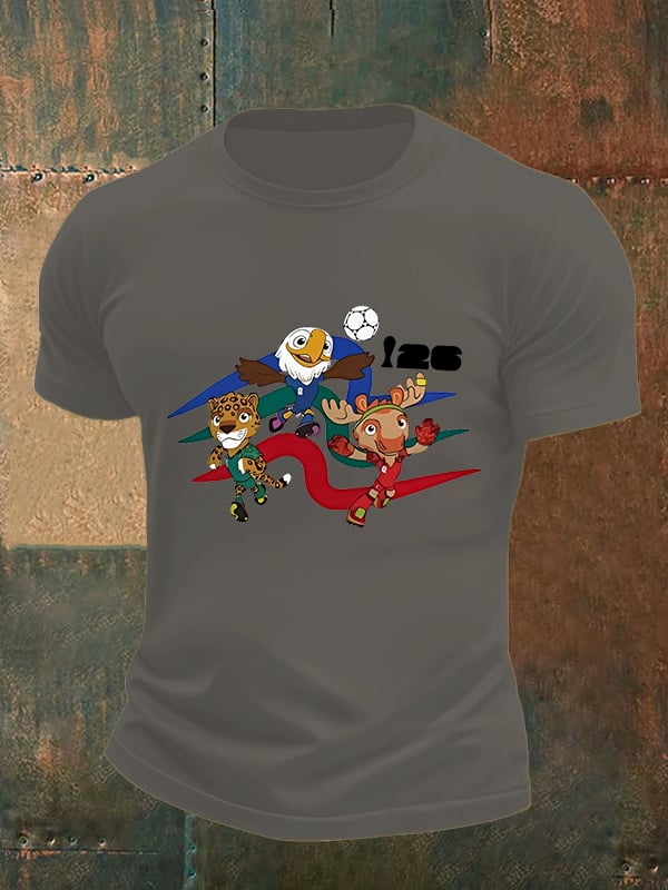 Men's 2026 World Cup Soccer Mascot printed T-shirt