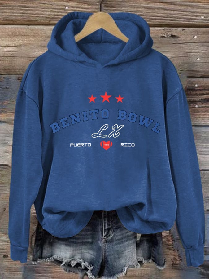 Retro Puerto Rico Print Hoodie