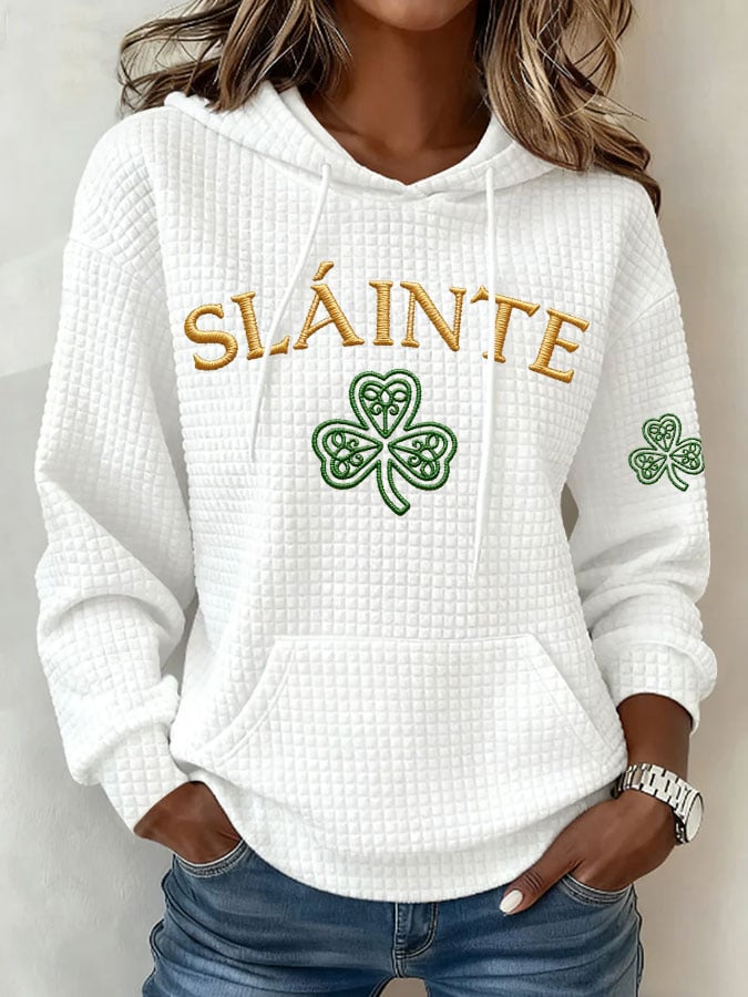Women's St. Patrick's Day Printed Knit Crew Neck Long-Sleeve Top
