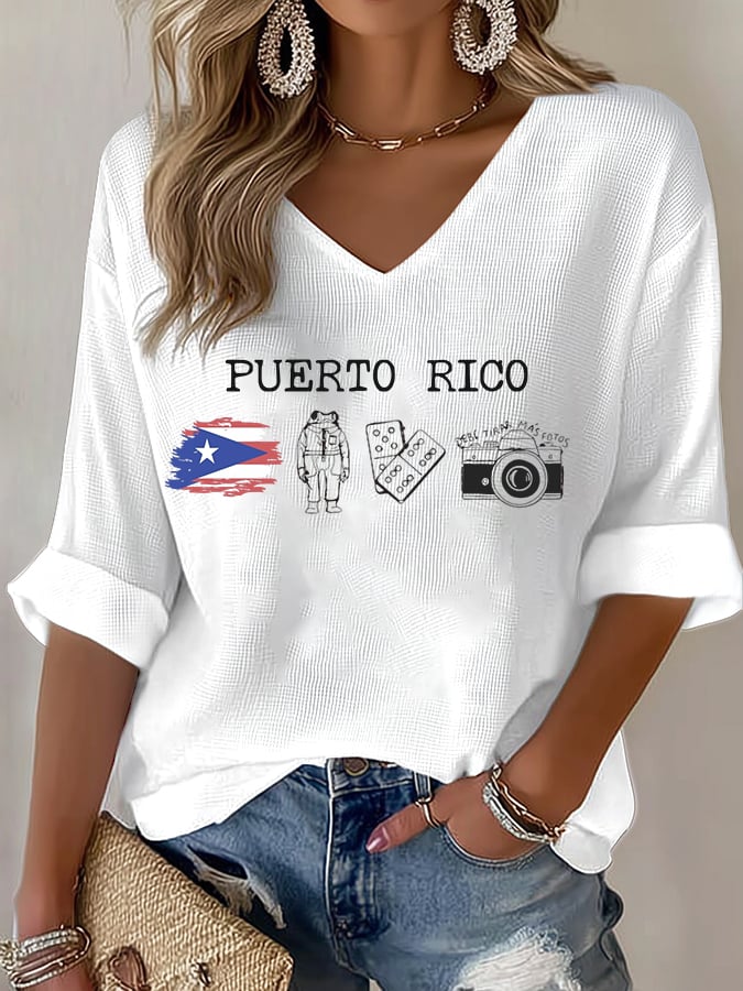 Women's Puerto Rico Print Shirt