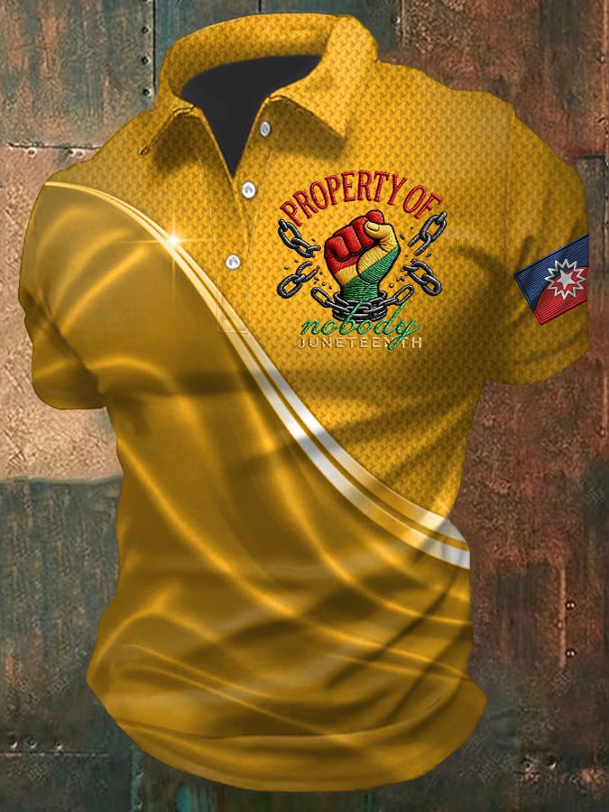 Men's Juneteenth Print Casual Polo Shirt