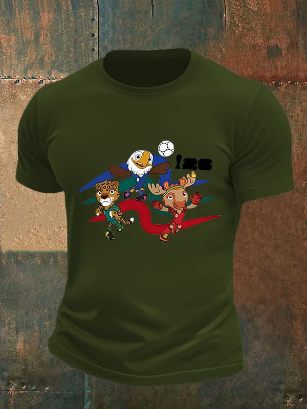 Men's 2026 World Cup Soccer Mascot printed T-shirt