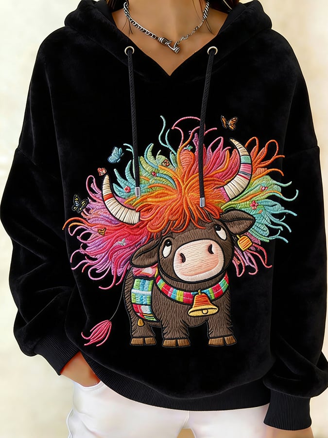 Women's Fun Animal Highland Cow Print Sweatshirt