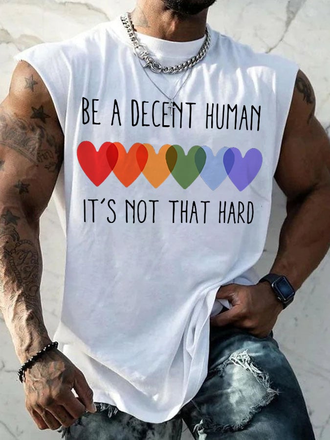 Retro Be A Decent Human It's Not That Hard Print Tops Tank