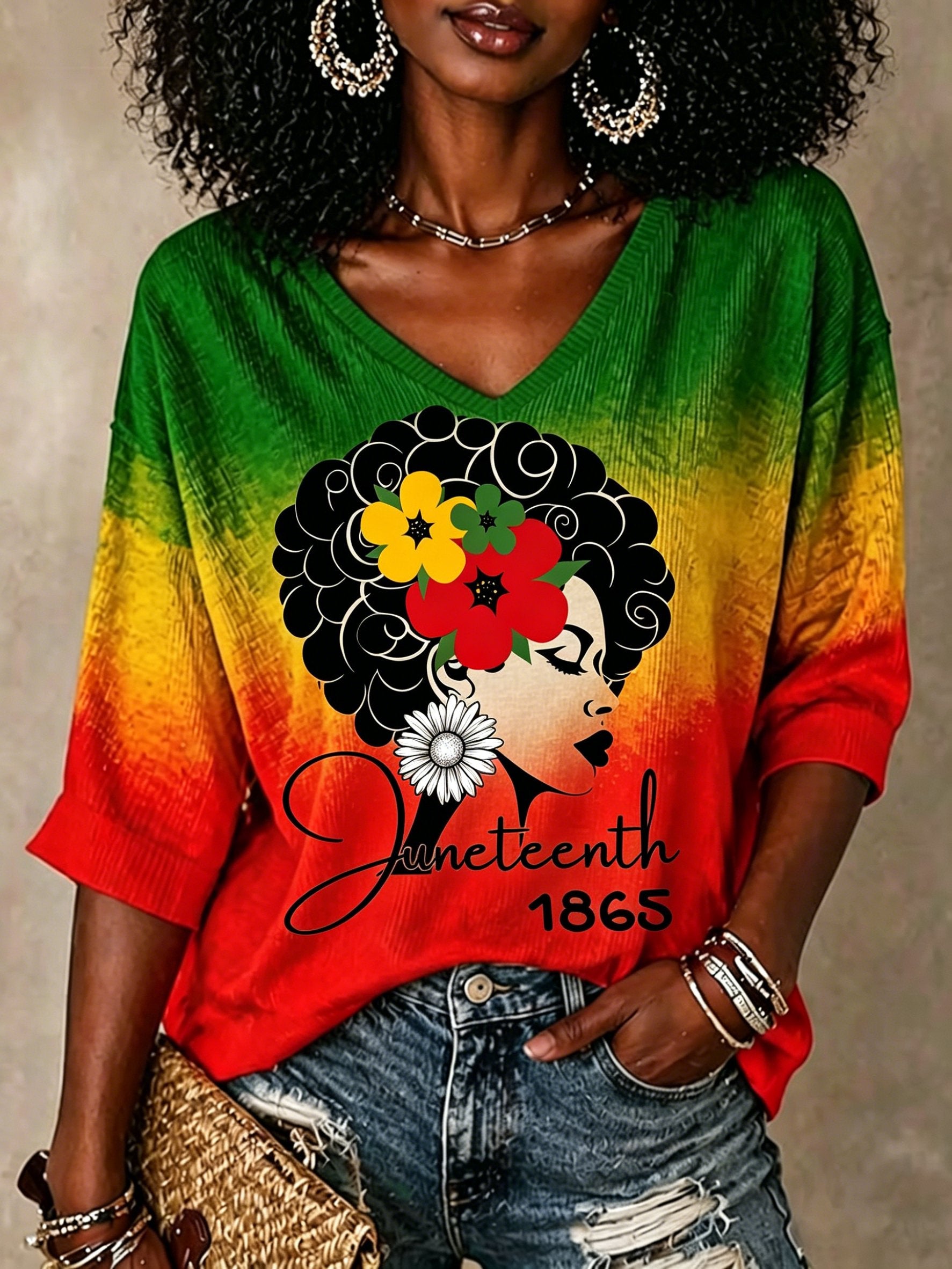 Women's Juneteenth Print Casual Top