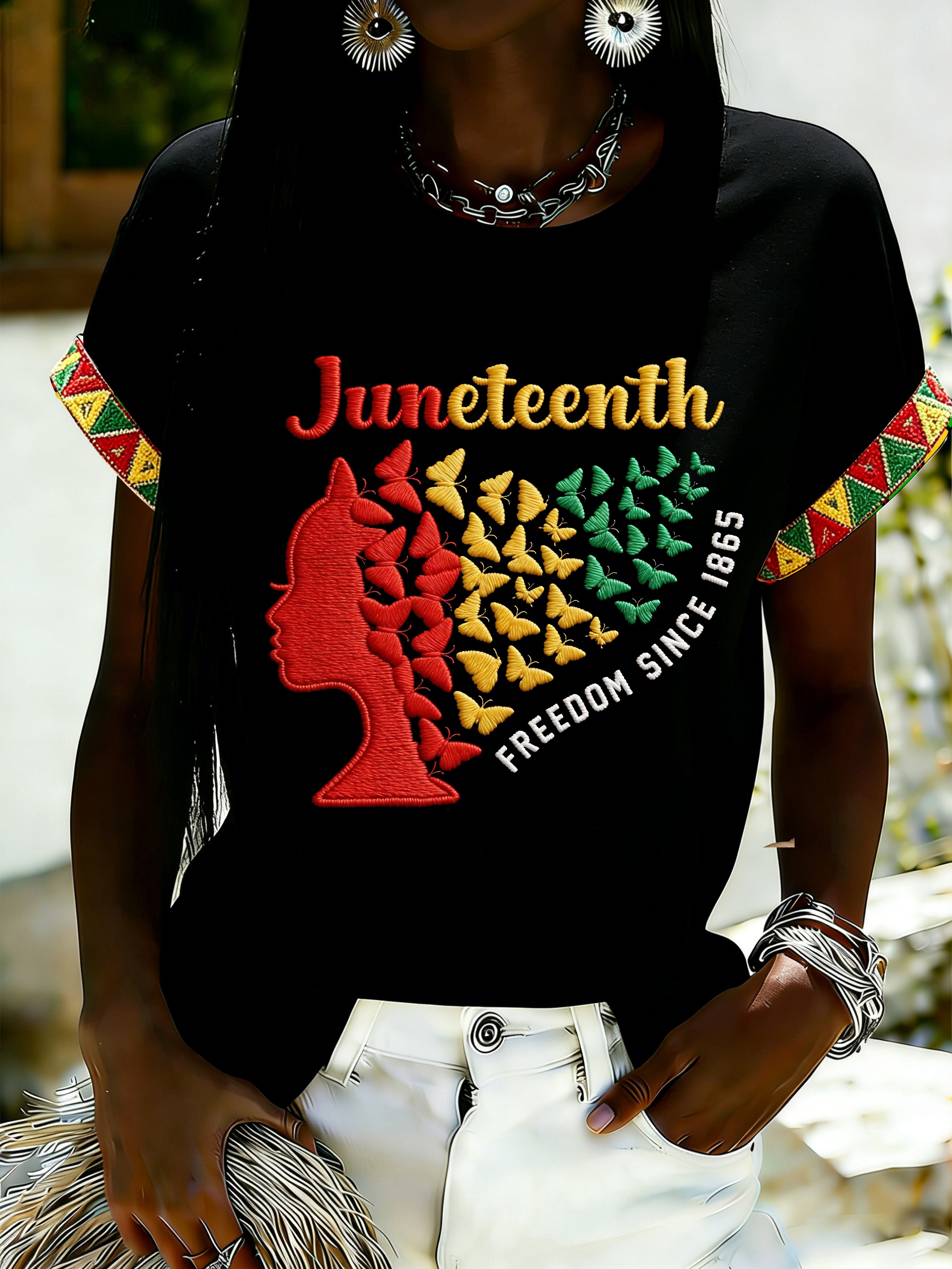 African American Women's Juneteenth Print Top
