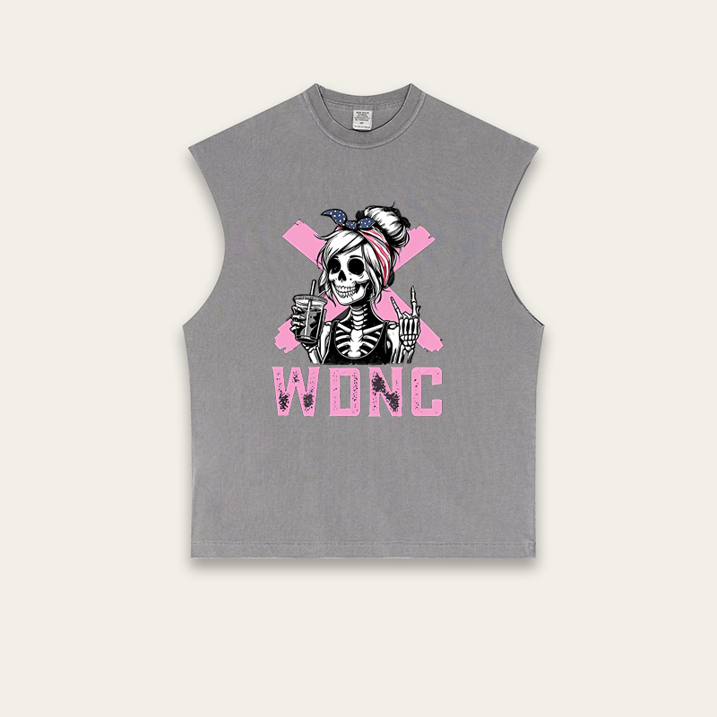 Retro and fun WDNC menopause/perimenopause printed sleeveless top