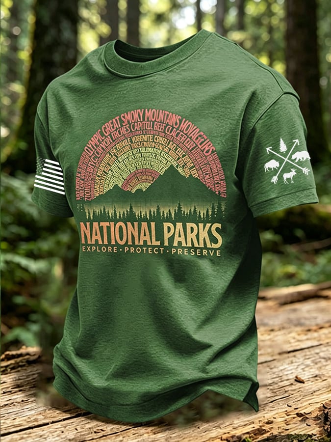 Men's 63 National Parks Printed Casual T-Shirt