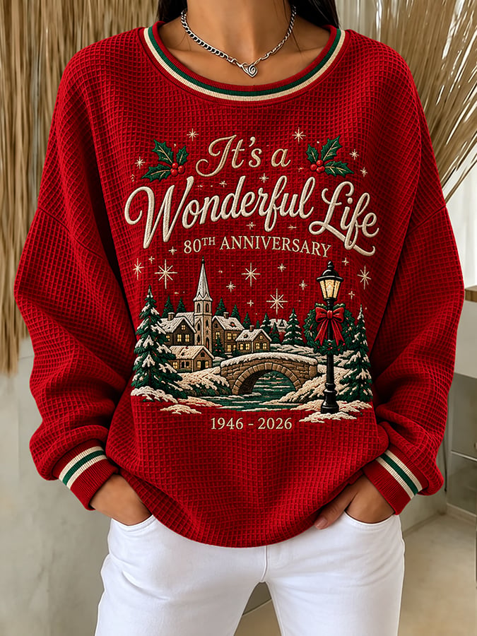 Women's It's A Wonderful Life Christmas Printed Casual Sweatshirt