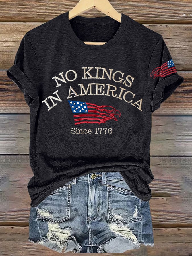 Retro No Kings In America Since 1776 Print T-Shirt