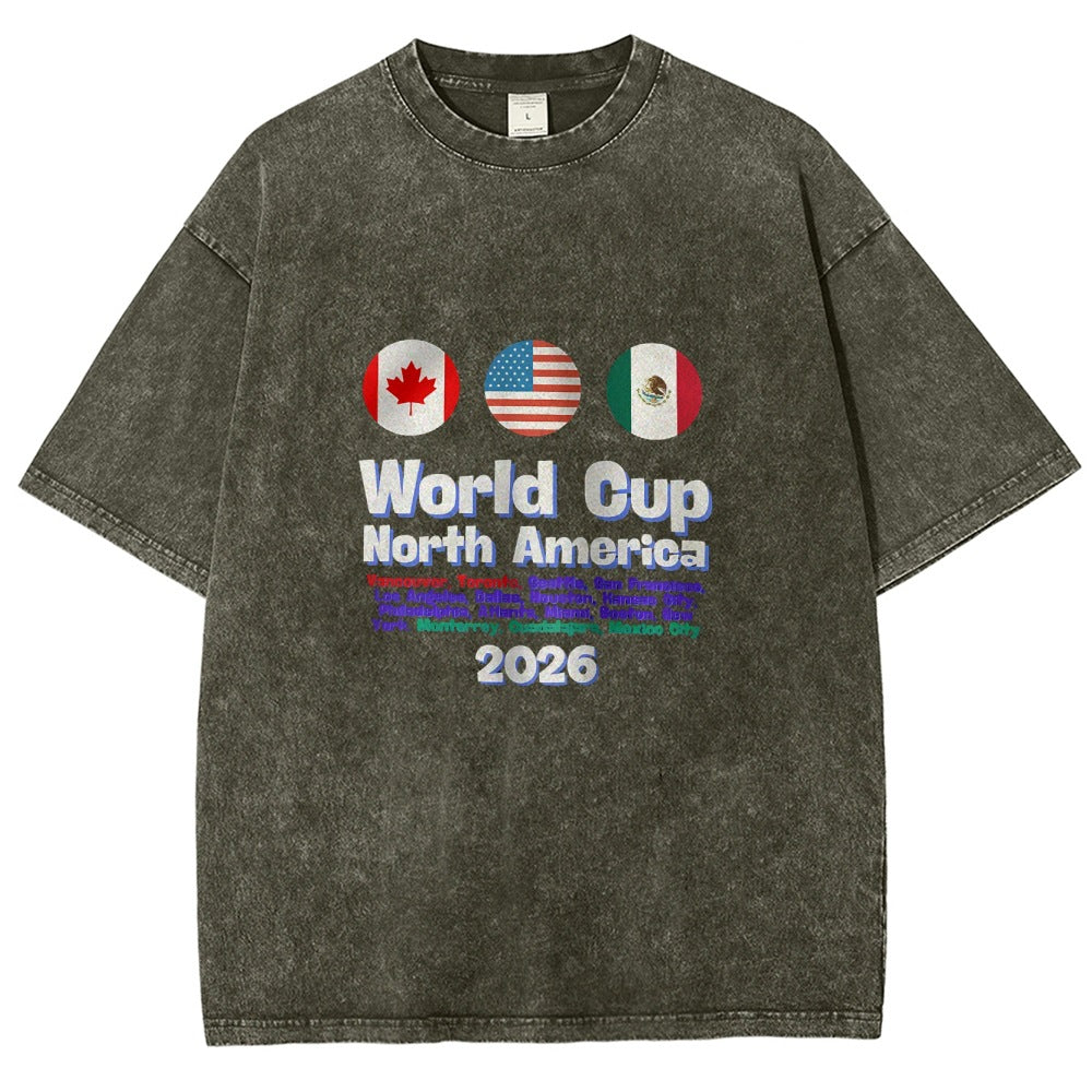 2026 World Cup Football Tournament T-shirt, loose fit, round neck, short sleeves.