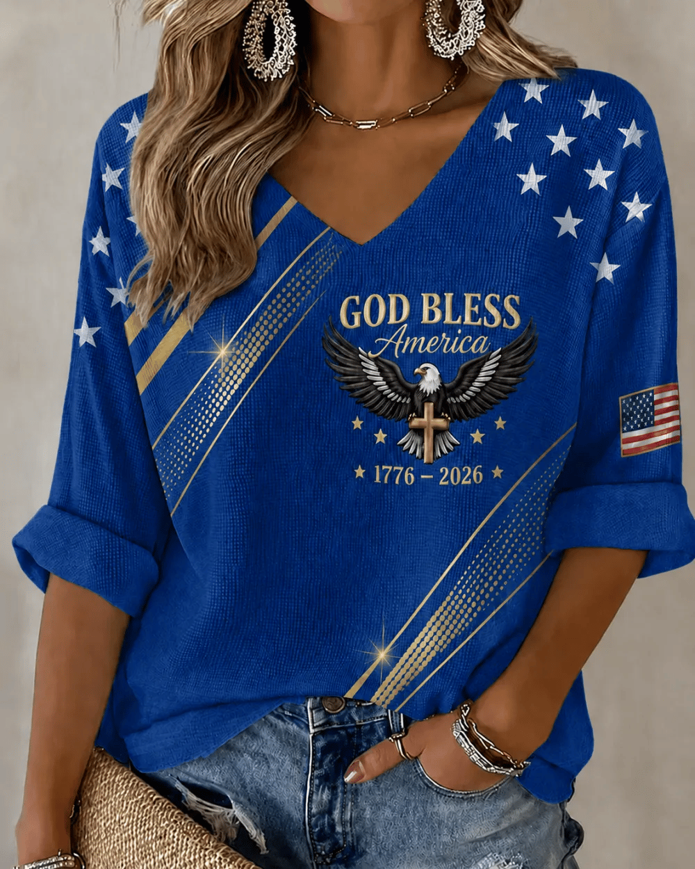 Women's USA1776-2026 Freedom Print Casual Top