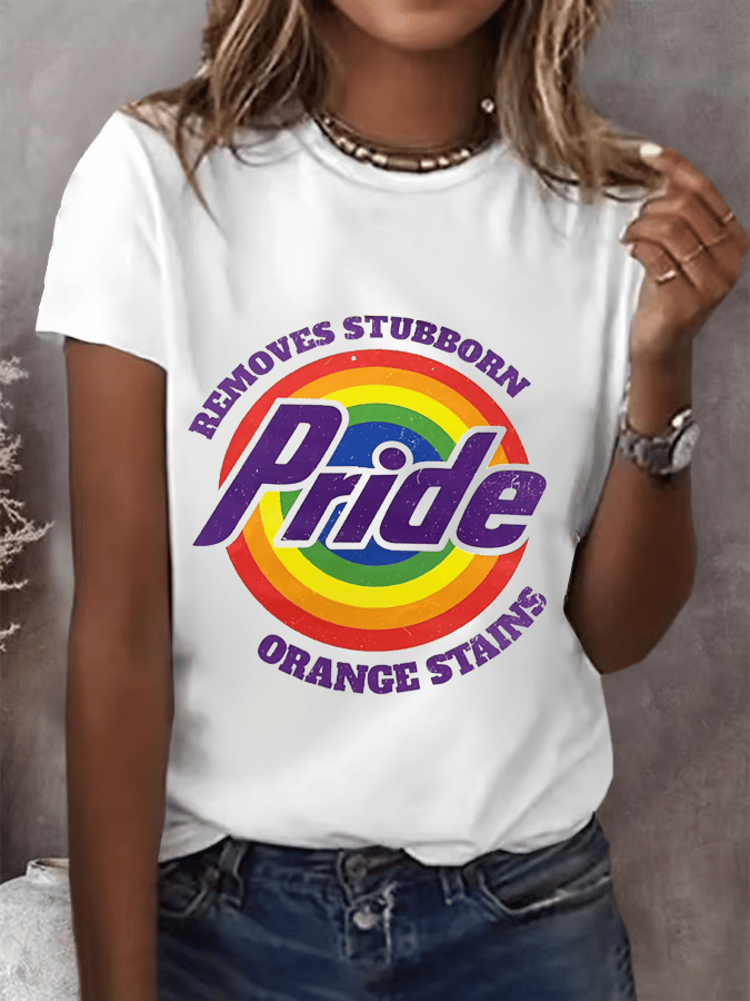 Women's Pride Rainbow Print Casual Crew Neck T-Shirt