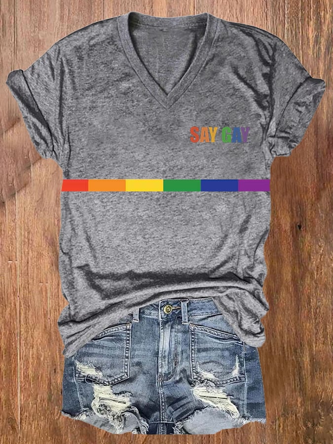 Women'S Say Gay Print Casual T-Shirt
