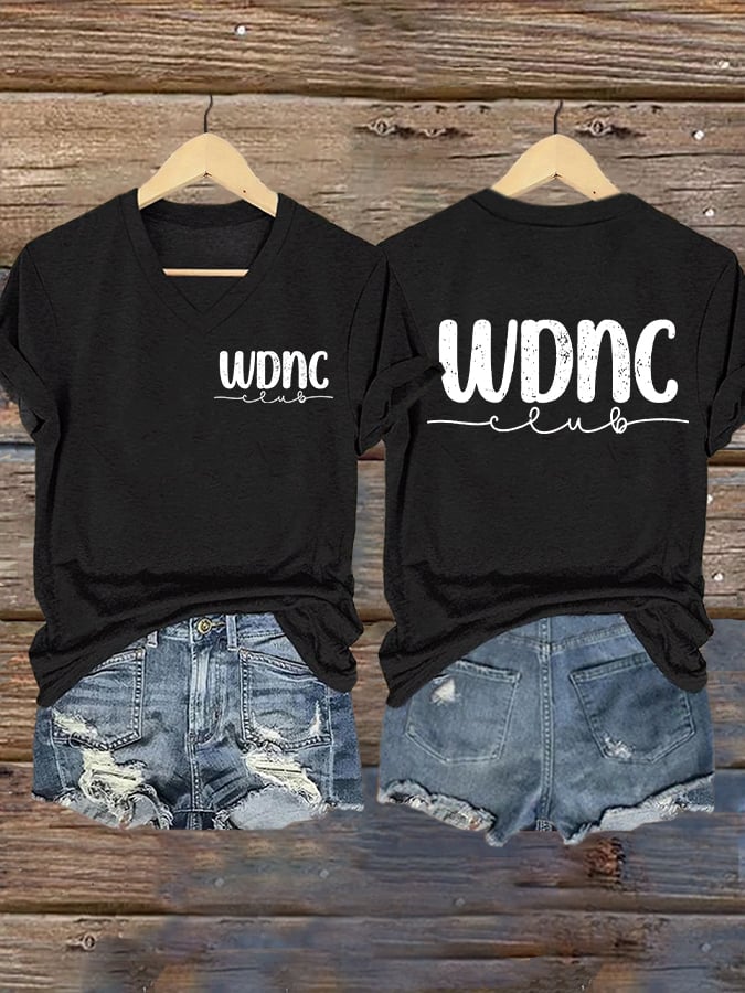 V-Neck Retro Funny WDNC Club Menopause Perimenopause Print T-Shirt