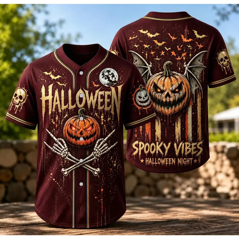 Unisex Spooky Vibes Halloween Baseball Jersey