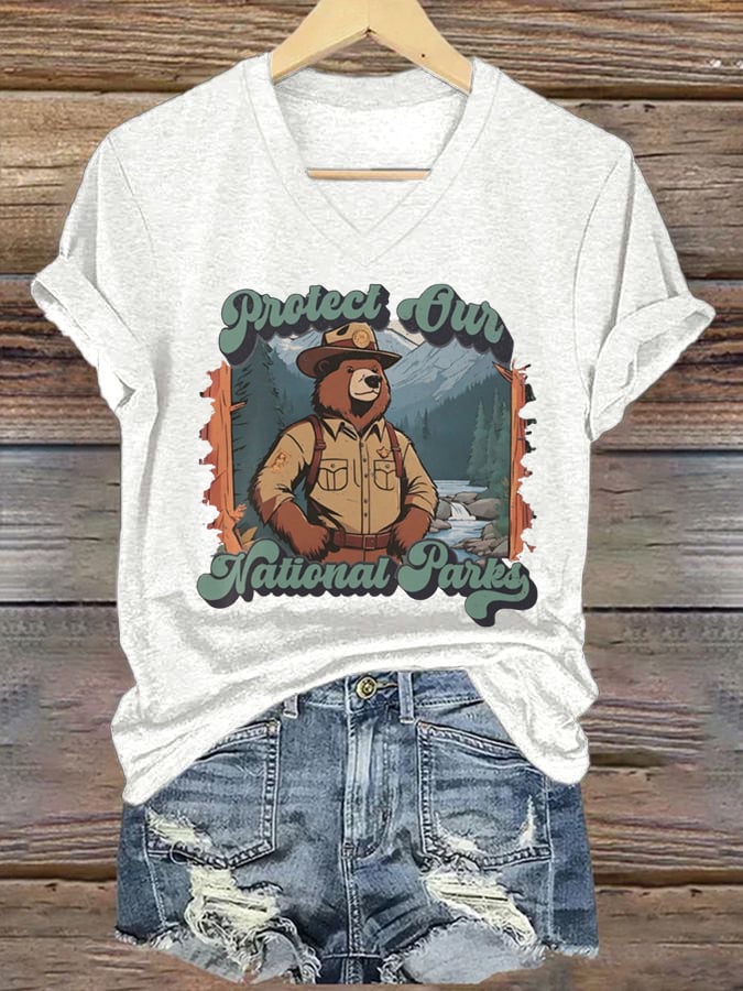 Women's National Park Print Casual T-Shirt