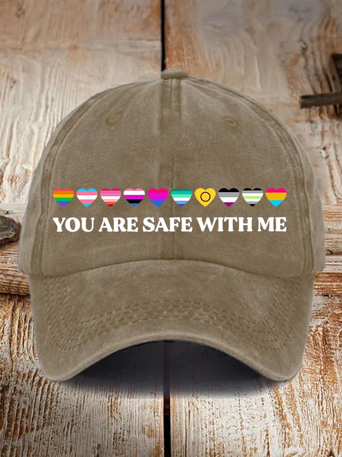 Unisex YOU ARE SAFE WITH ME Print Cap