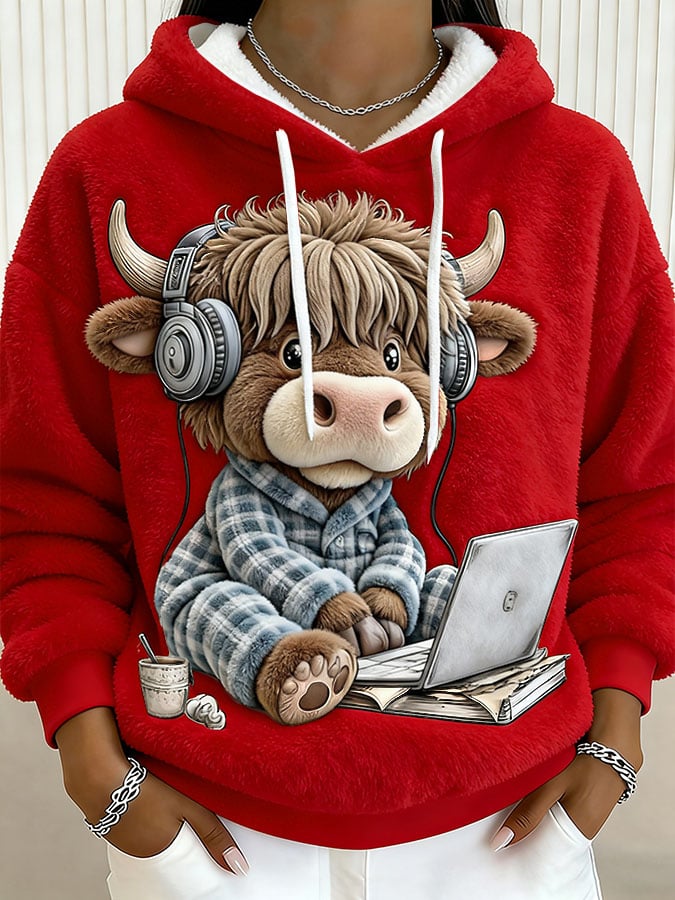 Women's Animal Highland Cow Print Sweatshirt