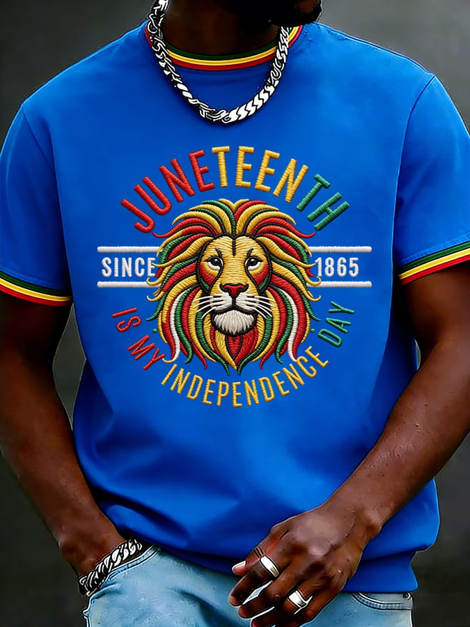 Men's Juneteenth Lion 1865 Printed Casual T-shirt