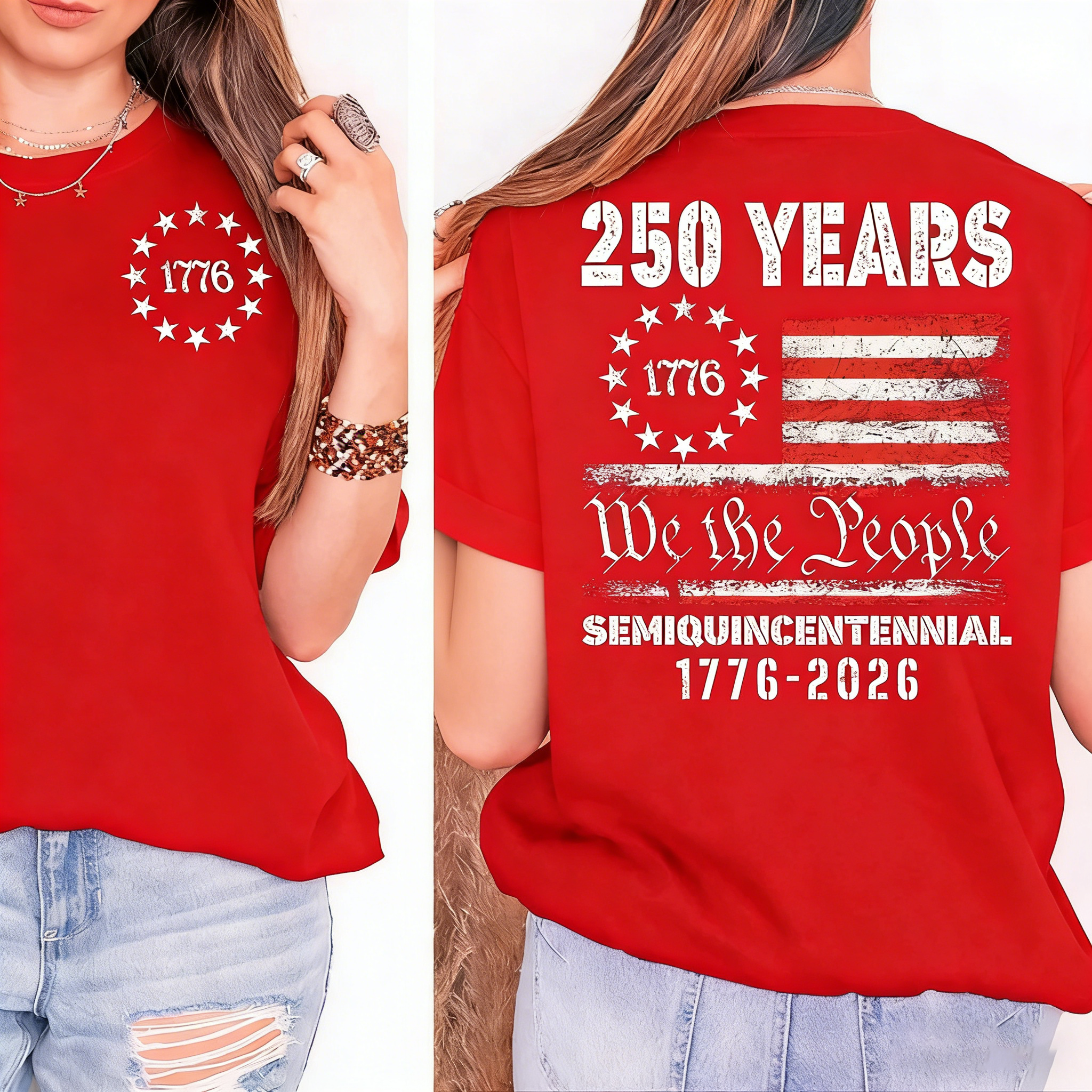 Women's American 1776 - 2026 Flag T-Shirt