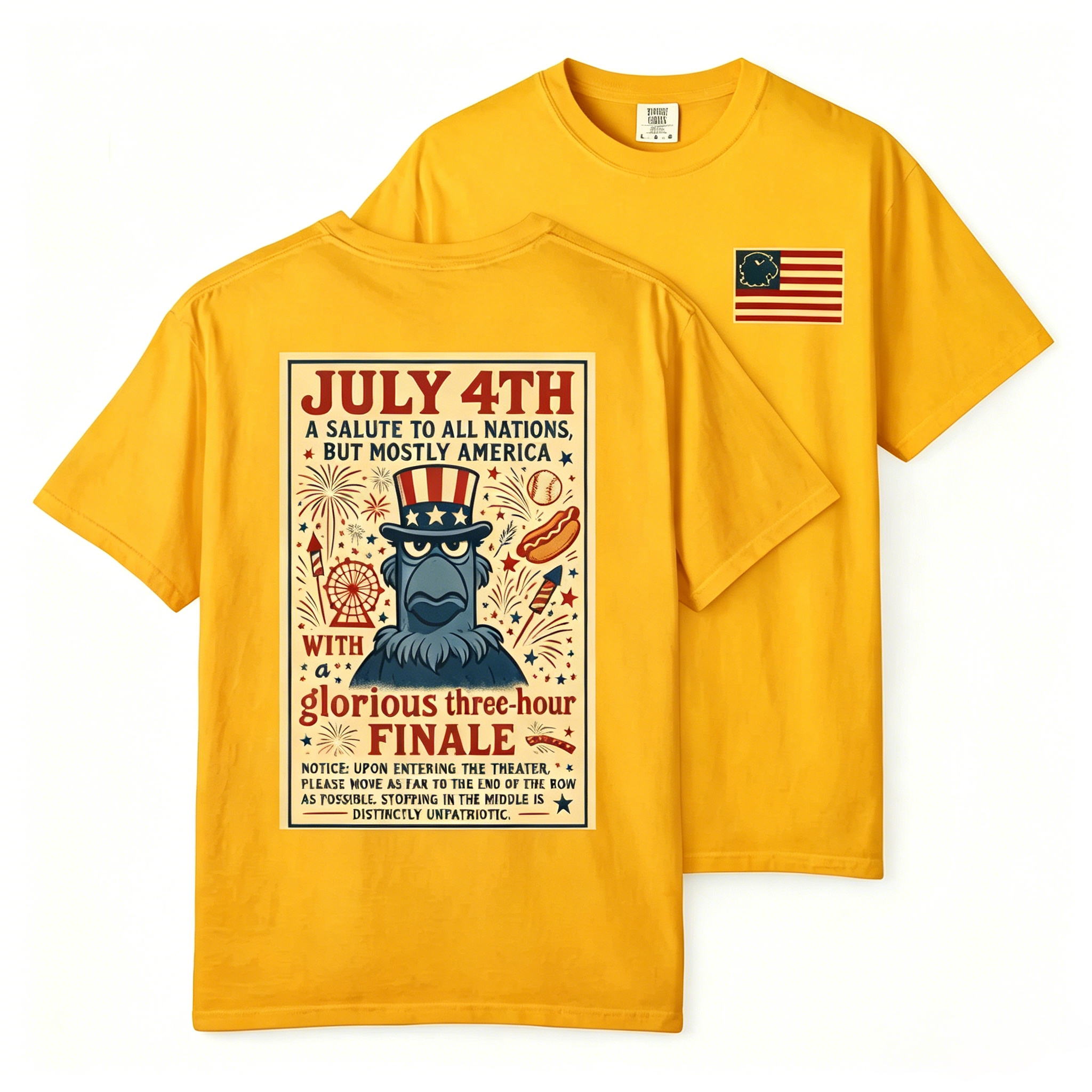Unisex Patriotic Eagle July 4th Fireworks Celebration Casual Cotton Fabric T-Shirt
