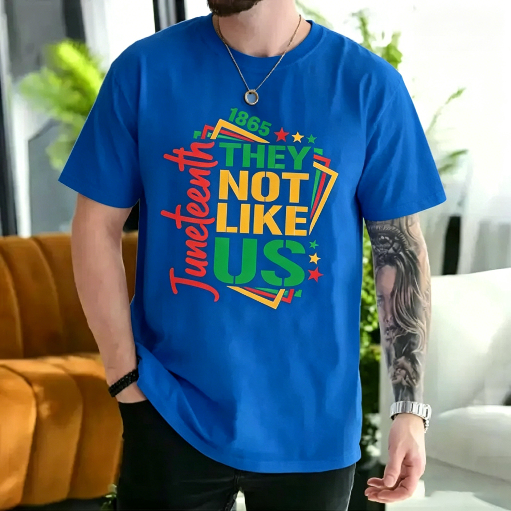 Men's They Not Like Us Juneteenth independence day T-shirt