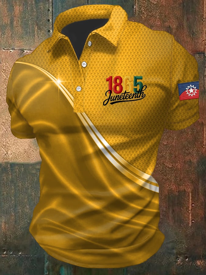Men's Juneteenth Print Casual Polo Shirt