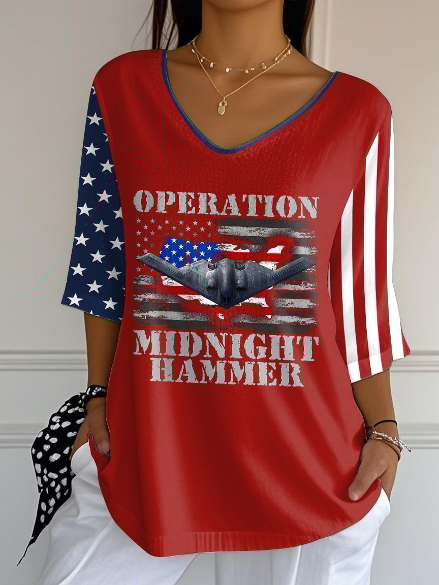 Women's Operation Midnight Hammer Printed Mid-Sleeve Casual T-Shirt
