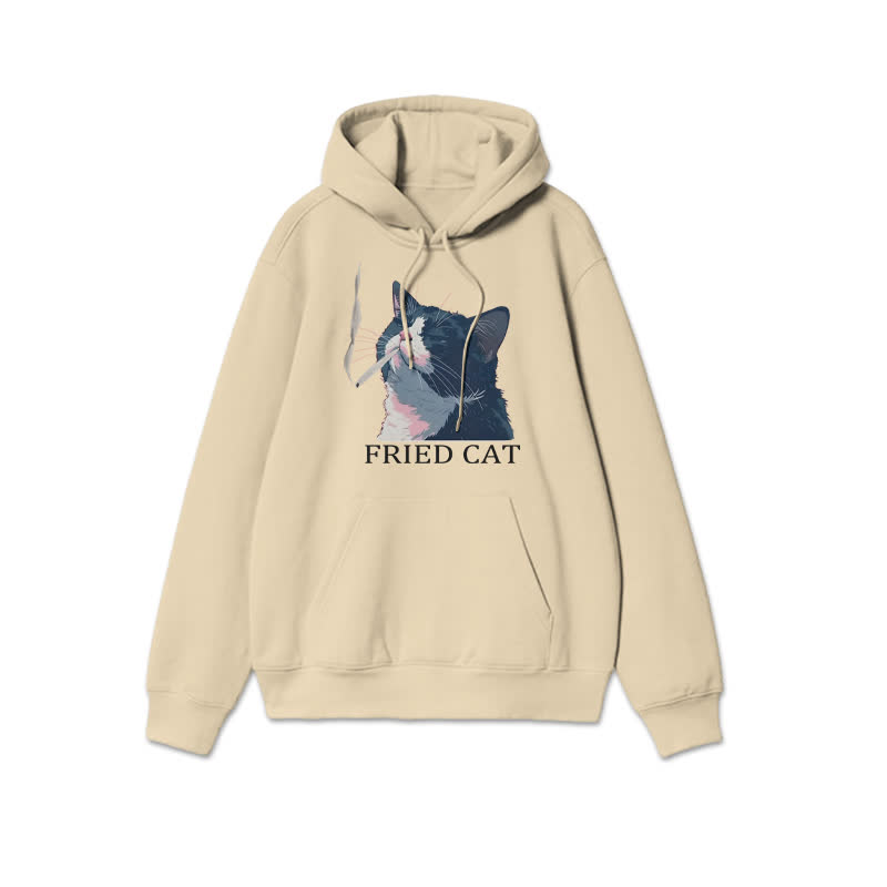 Unisex Fried Cat Print Hoodie