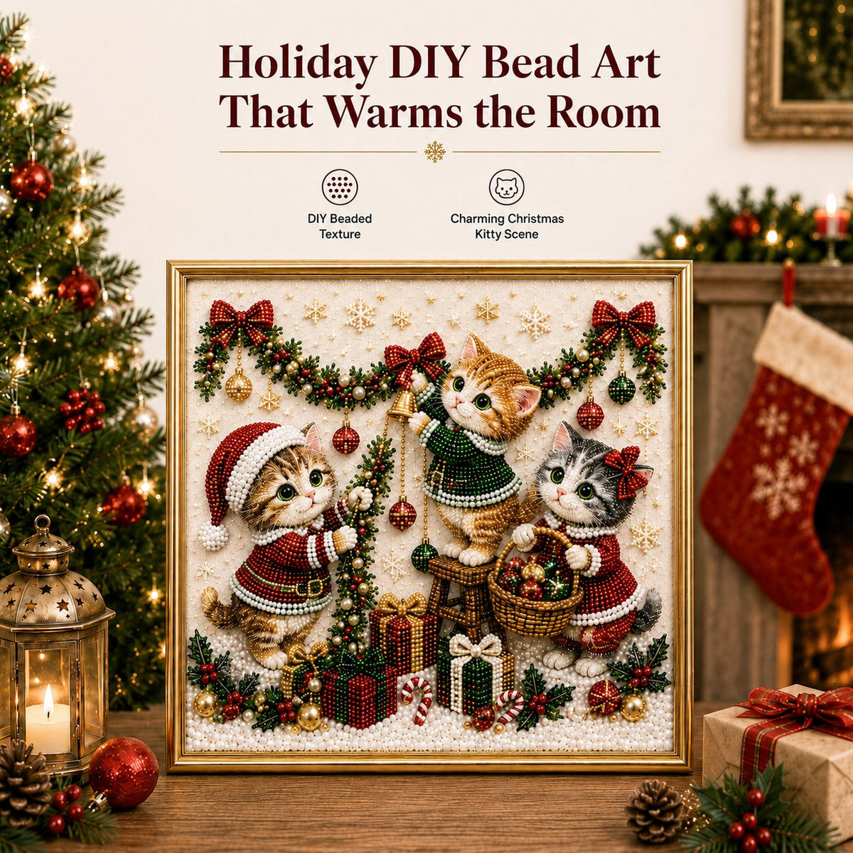 🎄🐾 LAST DAY 50% OFF – Premium 3D Pearl Christmas Kitty Art Kit 🎅🐱❄️