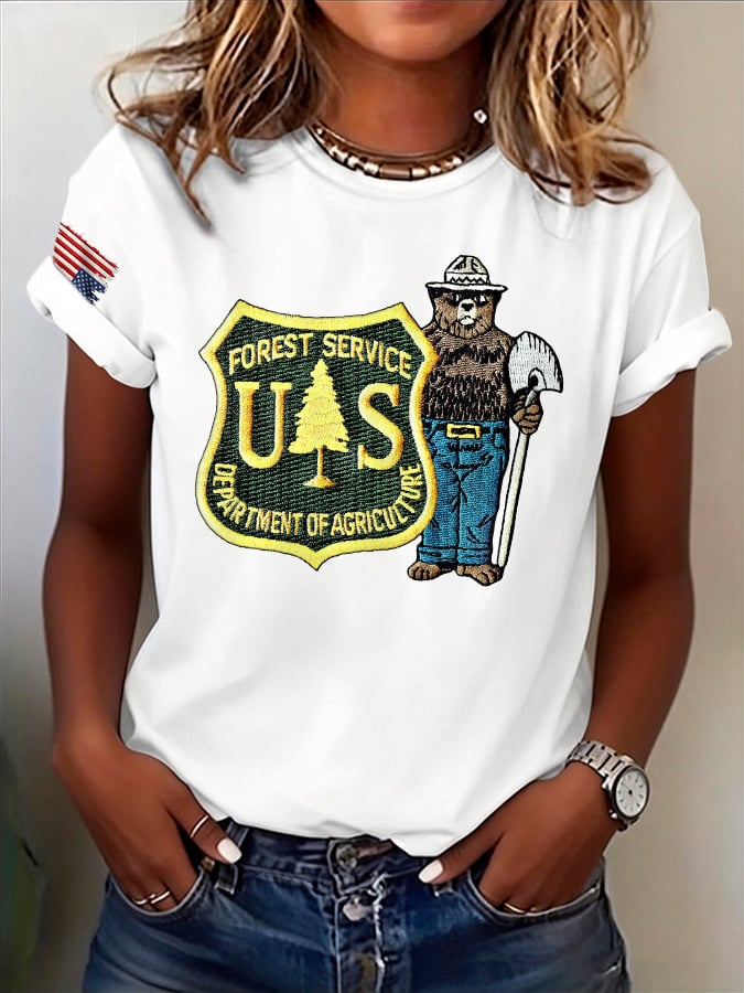 Retro Save The Forest Service Print T-Shirt