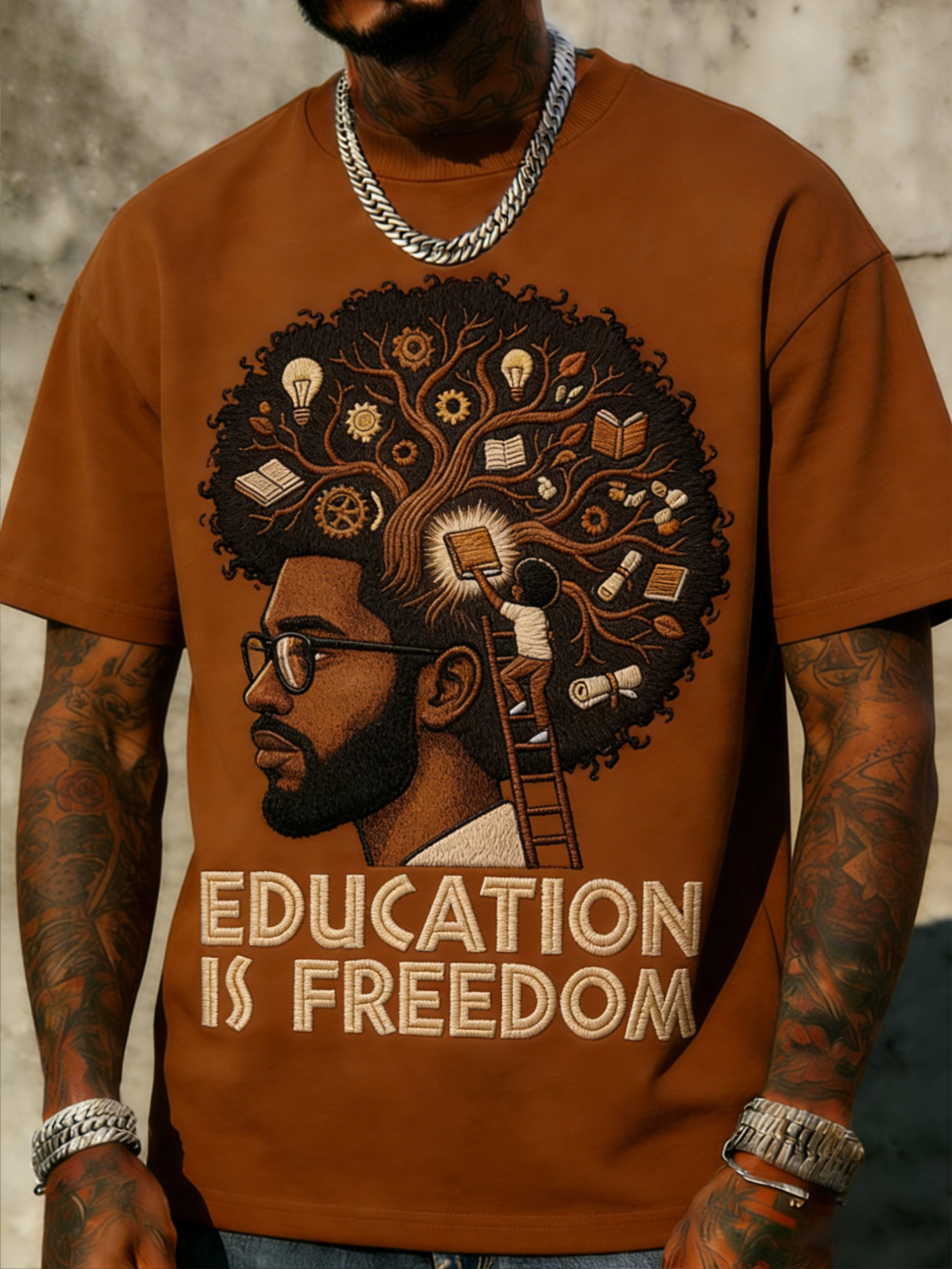 African American men's culturally confident crewneck top