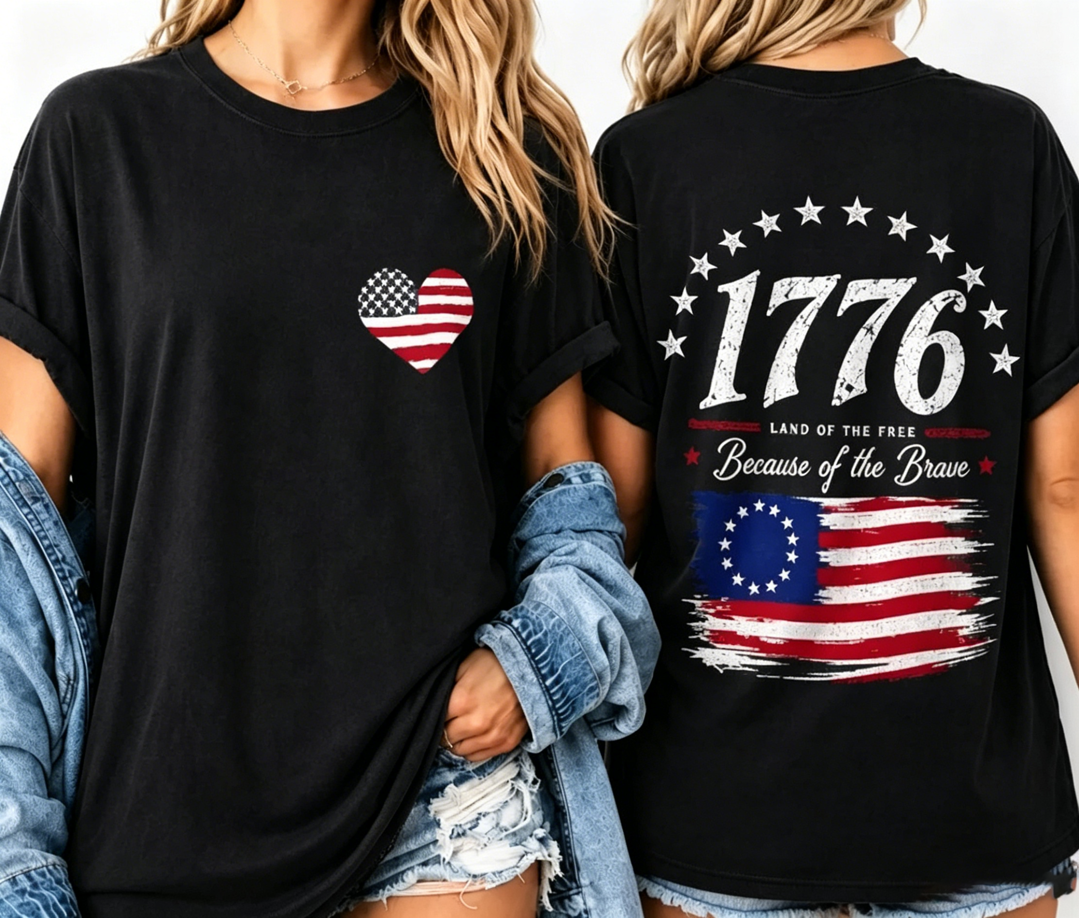Unisex Comfort Colors 1776 Patriotic Graphic T-Shirt
