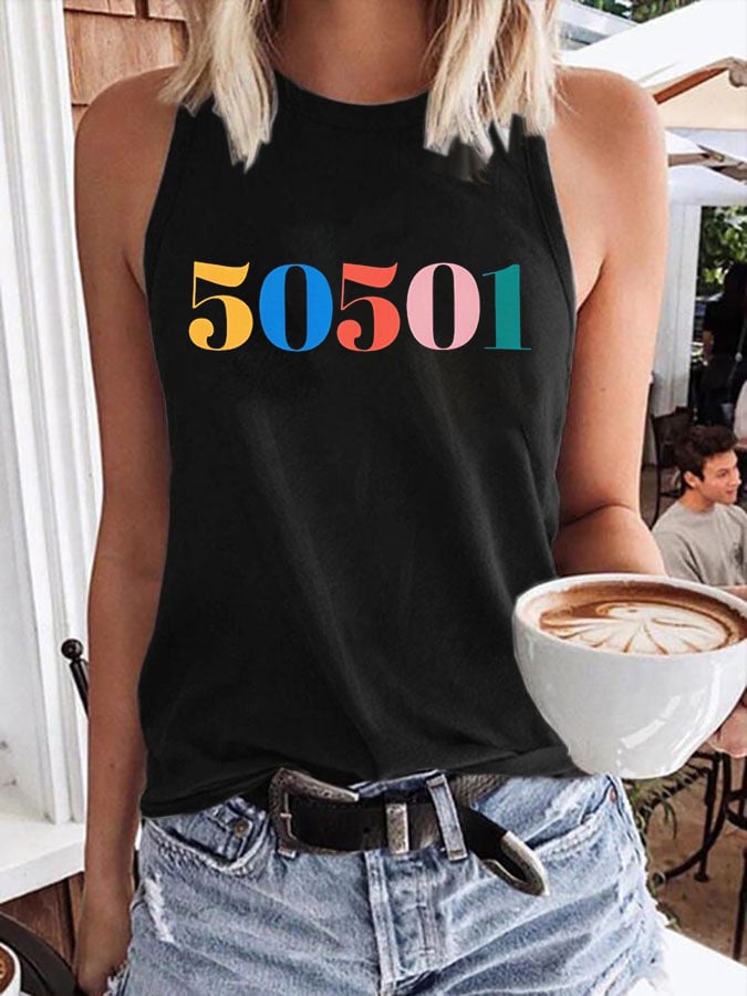 Women's 50 Protests 50 States 1 Movement Print Crew Neck Tank Top