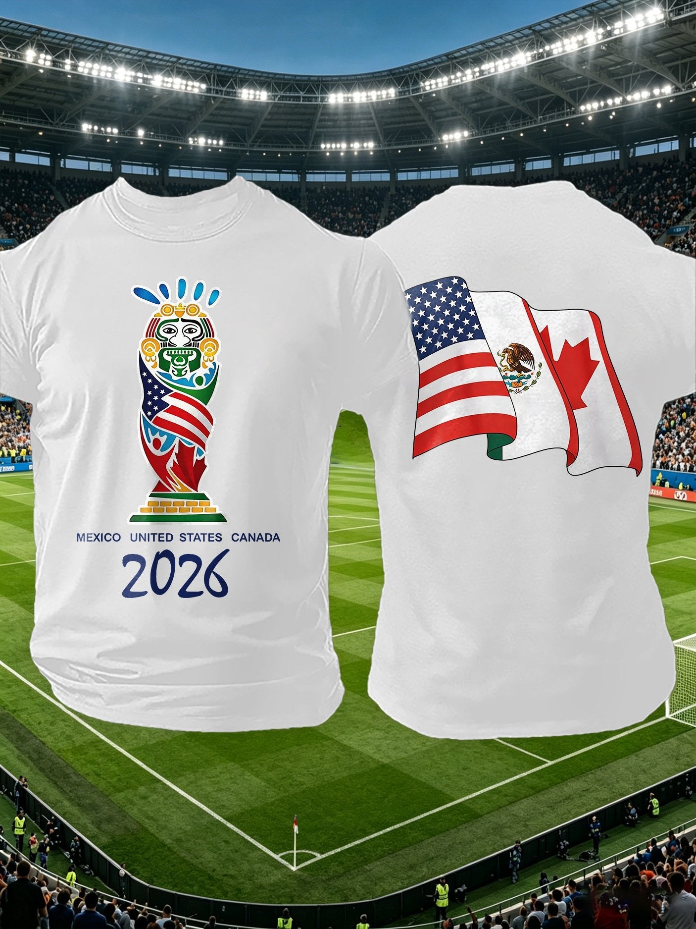 Men's Retro 2026 Soccer Mexico United States Canada Print T-Shirt